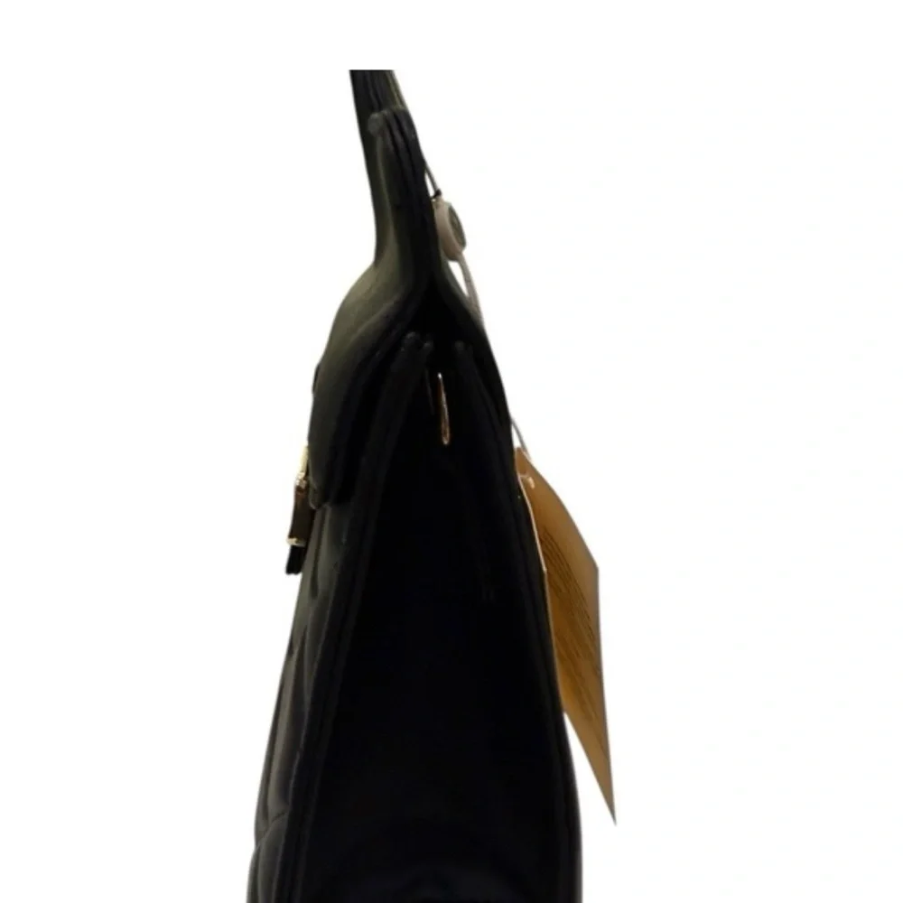 Valentino Orlandi NWT Black Quilted Vegan Leather Clutch with Shoulder Strap - Picture 5 of 8